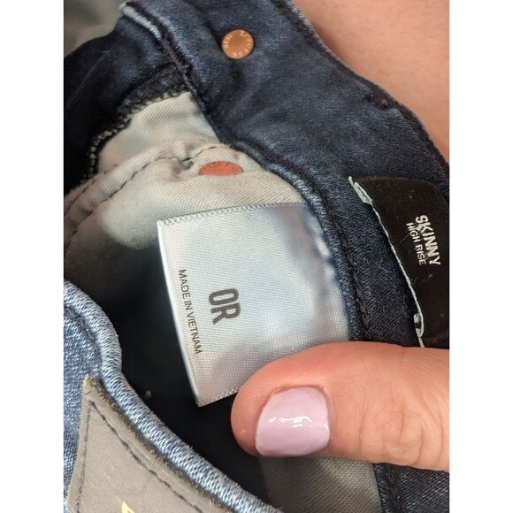 Express Dark Wash Skinny High Rise Faded Stretch Jeans Size 24/26.5 0R - Picture 5 of 8